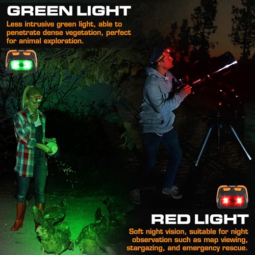 Image of EverBrite Headlamp - 300 Lumens Headlight with Red /Green Light and Tail Light, 7 Lighting Modes, Perfect for Trail Running, Camping, Hiking and More, Adjustable Headband, 3 AAA Batteries Included