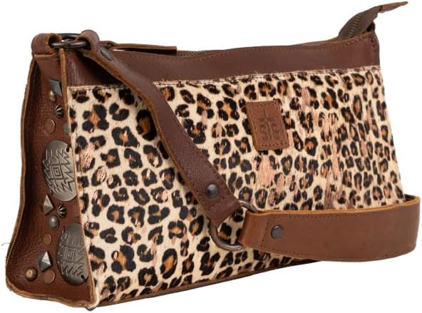 STS Ranchwear Womens Great Plains Bailey Leopard Print/Brown Leather Handbag Bag OS