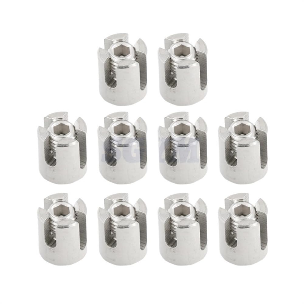 Morsetti Per Fune 10 PZ M2/M3/M4/M5/M6 Sistemi di traliccio a fune metallica in acciaio inossidabile di grado marino 316 Morsetto for corda con clip a croce verde da parete morsetto(For 6mm wire)