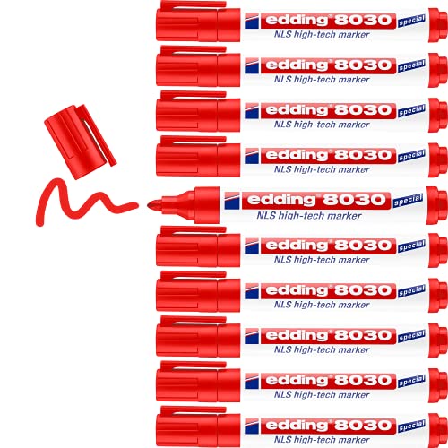 Marqueur inoxydable edding 8030 rouge pointe ronde pour marquages peu corrosifs sur acier