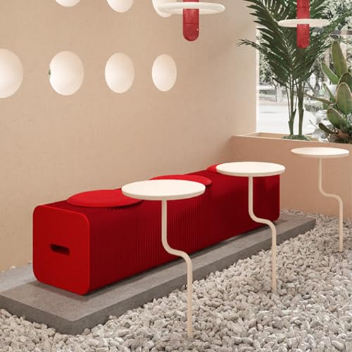 アコーディオンスツール 伸縮 折りたたみ式 紙製 550*30*28cm ベンチ ペーパーベンチ 収納 コンパクト 最大200kg 耐荷重 軽量 おしゃれ ギャラリー/休憩室/リビングルーム/展示ホール/ビジネスシナリオ用 レッド