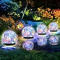 PATIOPIA Solar Lights Outdoor for Yard Patio Porch, Garden Decor Birthday Gifts for Mom Women, Solar Globe Lights Waterproof Cracked Glass Ball Outdoor Decorations Balcony Backyard (4 Pack Multicolor)