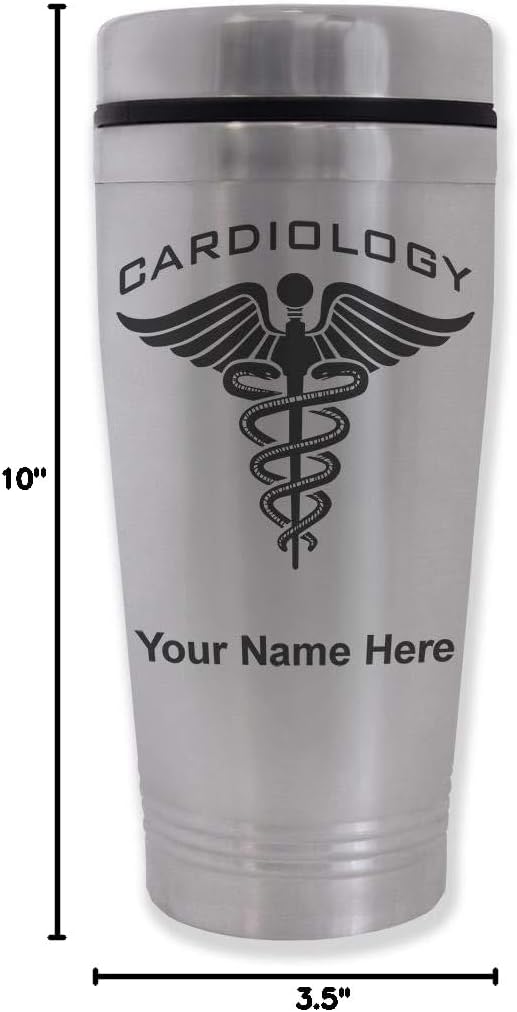 LaserGram 16oz Commuter Mug, Cardiology, Personalized Engraving Included