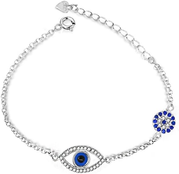 Everbling Evil Eye Cz 925 Sterling Silver Bracelet, 7.5"