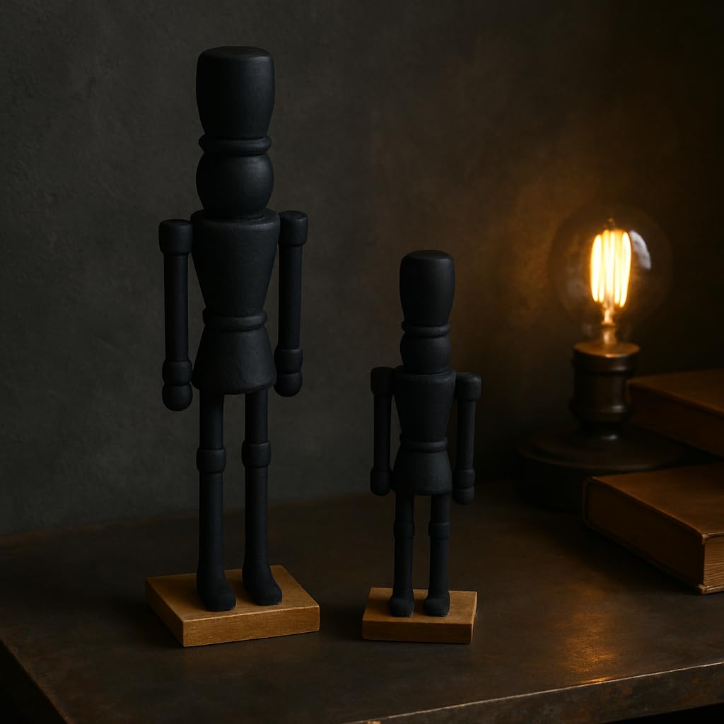 Marrakech Lot de 2 figurines Casse-noisette - Noir - 32 et 22 cm - Décoration de Noël élégante en aluminium - Présentoir décoratif moderne comme rebord de fenêtre - Décoration de l'Avent scandinave