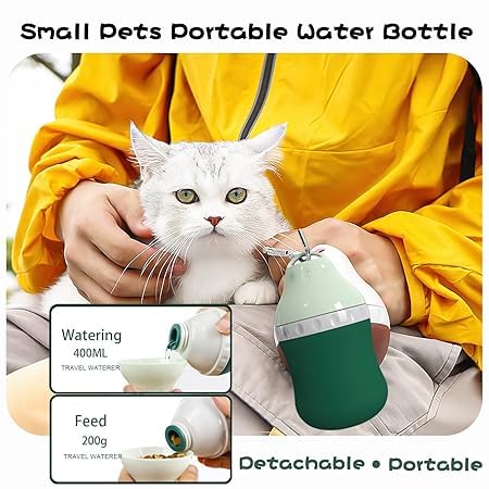 Image of Cawypety Dog Water Bottle for On The Go - Portable Pet Water Bottle for Dog Cat Outdoor Walking Hiking Travel (Green., 400ml)