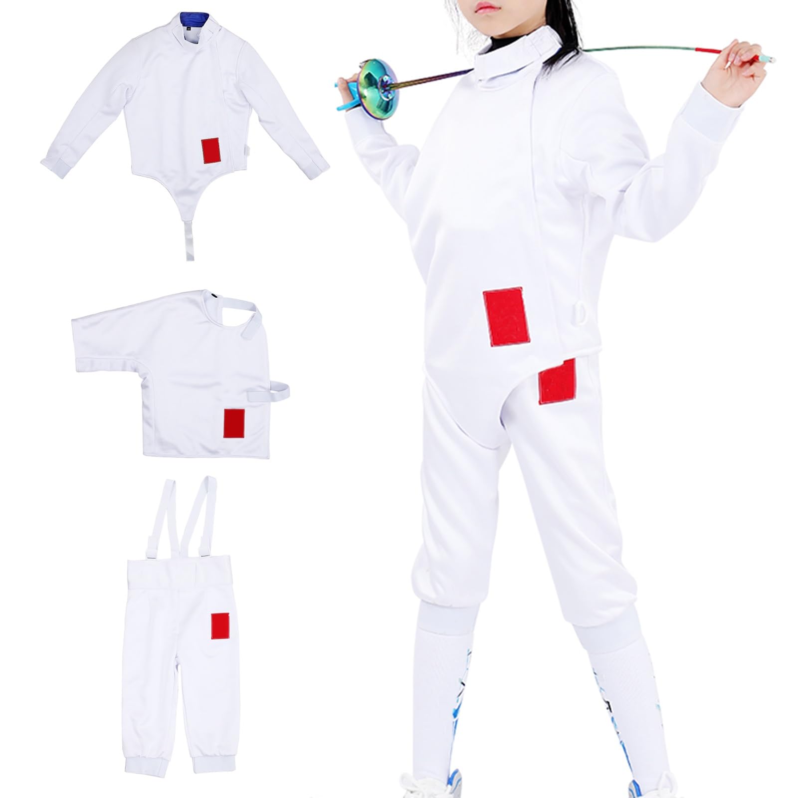 Costume d'uniforme D'escrime-Ensemble de Veste et Gilet de Pantalon Classique 350N pour Sabre D'épée À Fleuret-Convient aux Enfants et aux Adultes (Color : Right Hand, Size : 48#)