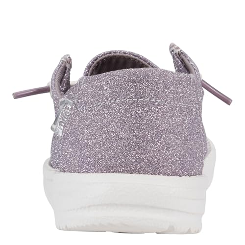 Image of HEYDUDE Girl's Youth Wendy Metallic Sparkle Slip On Shoe | Glitter Upper | Easy On Elastic Lace Sneaker