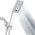 BRIGHT SHOWERS High Pressure Handheld Shower Head Set, High Flow Hand Held Showerhead with 60" Long Stainless Steel Hose and Adjustable Wall Bracket, 3 Spray Setting Shower Wand, Chrome