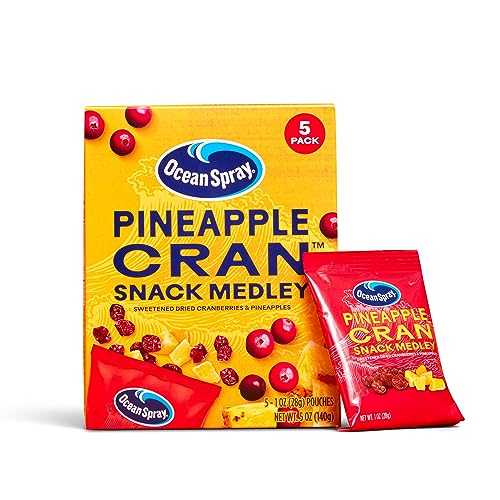 Ocean Spray® Pineapple Cran™ Snack Medley, Cranberry and Pineapple Dried Fruit Snack, 1 Oz Pouches, 5 Count (Pack of 10)