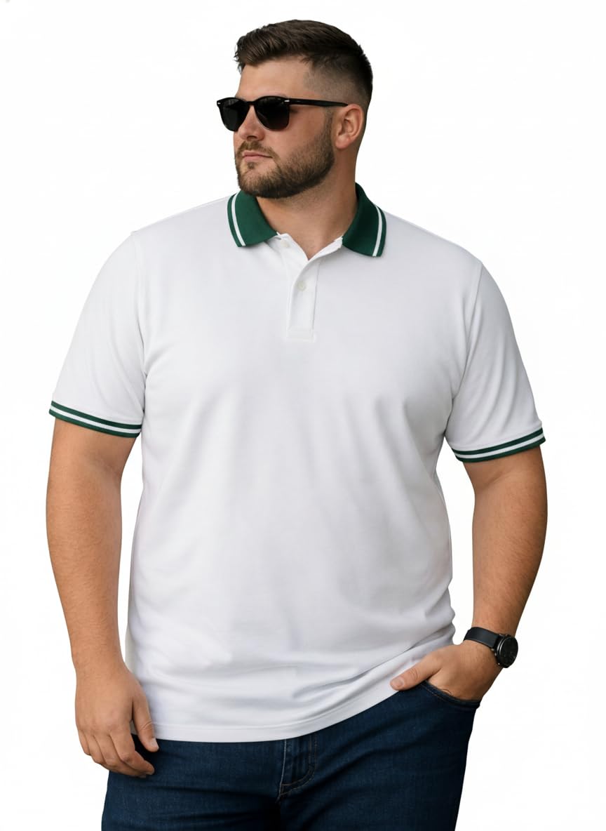 veirdo Men's Classic Fit Plus Size Polo T-Shirt, Half Sleeve, Stylish Cotton Tee, Formal & Casual Wear, Comfortable & Durable (3XL-5XL)-picture-28