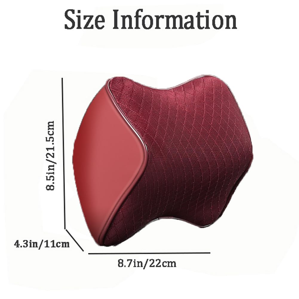 KAIGOTOQIGO 2 Pcs Car Neck Pillows with Memory Foam Breathable 3D Mesh Fabric Headrest Pillow Car Headrest Neck Support Cushion (Red)
