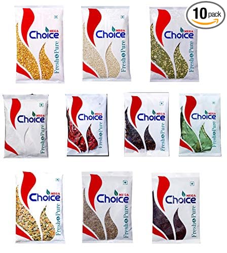 Monthly Grocery Combo of 10 Items Pack of Chilli Whole Clove Jeera Mix Dal Moong Daal Chilka Mustard Seeds White Rock Salt Tej Patta Toor Dal Urad Dal Dhuli