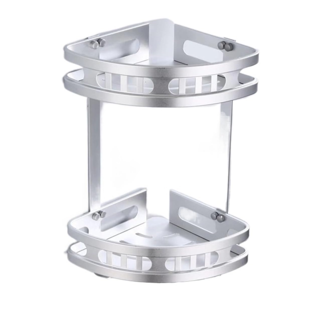 AZHKJKZH Shower Shelf Aluminum Bathroom Shower Shelf Creative Corner Basket Wall Mounted Two-Tier Punching Bathroom Accessories(Silver)