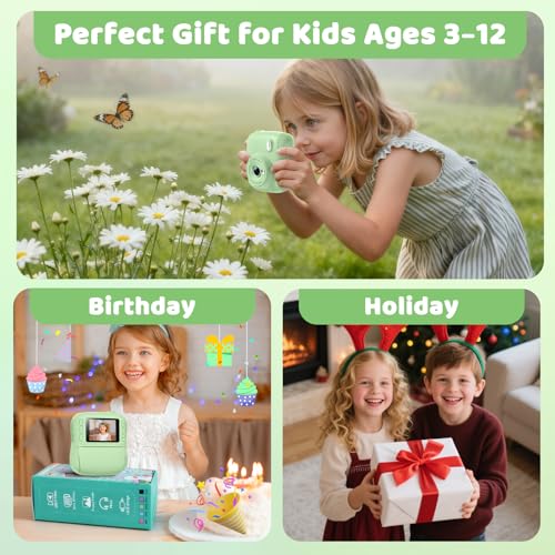 Instant Print Camera for Kids,Christmas Birthday Gifts for 3 4 5 6 7 8 9 10 11 12 Year Old Boys Girls,Toddler Digital Video Camcorder Cameras, Best 1080P HD Selfie Toy with 32GB SD Card by Hangrui - Image 6