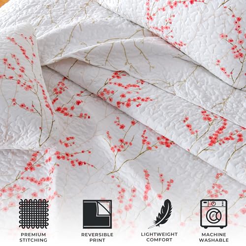 Greatbayhomefloralfullqueenquiltsetwithshamspinkfloralbeddingsetallseasonlightweightbedspreadreversiblefarmhousebeddingfullqueensakura Urban Country Home Decor Great bay home floral fullqueen quilt set with shams pink floral bedding set all season lightweight bedspread reversible farmhouse bedding fullqueen sakura urban country home decor