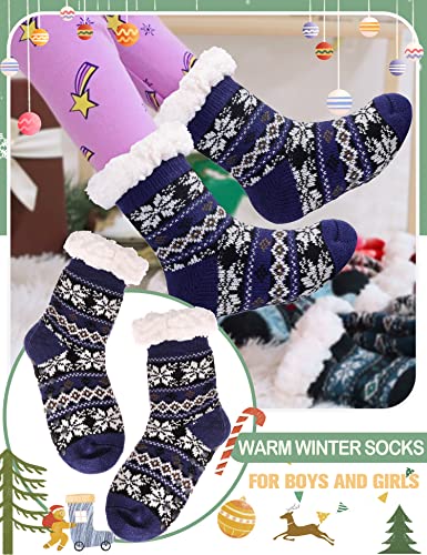 Image of MOGGEI Girls Slipper Fuzzy Socks Kids Boys Fluffy Fleece Lined Warm Plush Sherpa Winter Child Home Socks