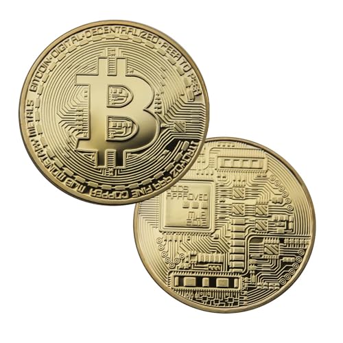 Bitcoin Coin Commemorative BTC Coins Physical Bitcoin Collector's Metal Gold Color Crypto Token Cryptocurrency Gifts Collectible Protective Case