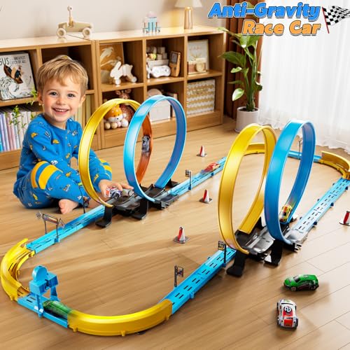 image for LILYBUDS Toy Car Race Track Set for Boys Kids Age 3-5 4-7, Race Tracks