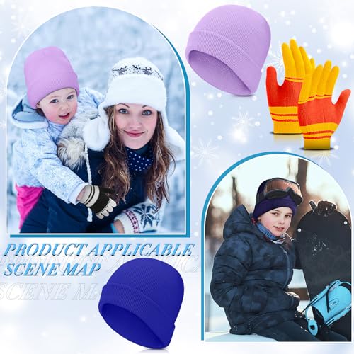 Image of Chuarry 144 Pcs / 72 Sets Kids Winter Hats and Gloves Bulk, Knit Hat Gloves Pack Unisex Winter Gift for Boys Girls Donation