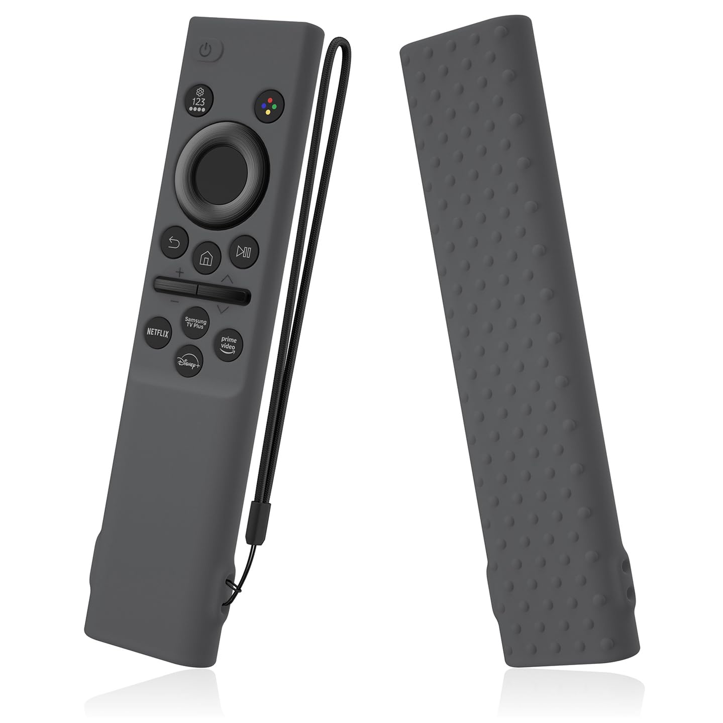 Funda de silicona compatible con Samsung Remote bn59-01393/bn59-01388 con cordón (gris oscuro)