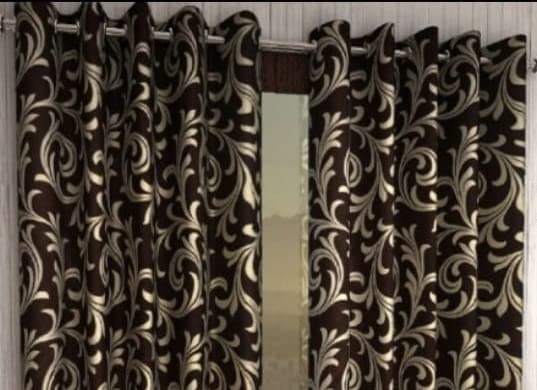 Image of Woah Polyester Floral Door Curtain Door Window Curtain Premium Polyester Weaved Parda Modern Parde for Living Room Bedroom Home Office Screens Eyelet Ring (7 Feet -Brown3)