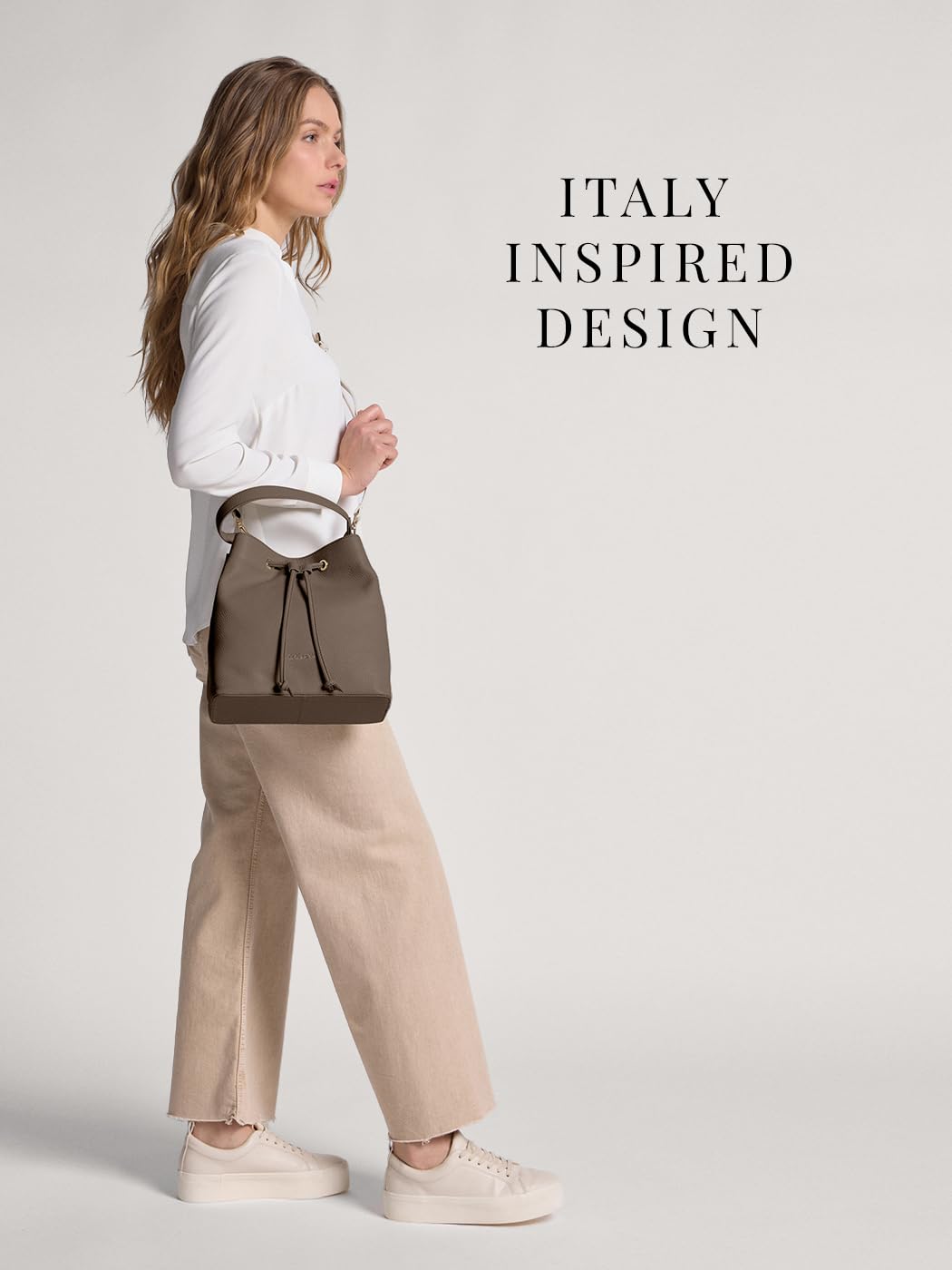 Lazarotti Bologna Damen Henkeltasche aus Echt-Leder | Handtasche mit abnehm- & längenverstellbaren Trageriemen | Bucket Bag 25 cm