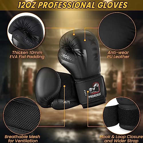 Foto von Prorobust Boxsack, 120cm Oxford Tuch Heavy Duty Boxsack mit 12oz Handschuhen für MMA Kickboxing Boxen Karate Home Gym Training (ungefüllt)