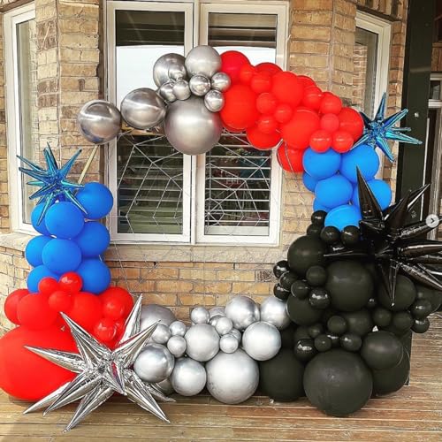 Red Blue Black Balloon, 12 Inch Spider Party Decorations, Matte Red Black and Royal Blue Latex Balloon with Confetti Balloons for Kids Boys Spider Hero Theme Birthday Baby Shower Halloween Party - Image 7