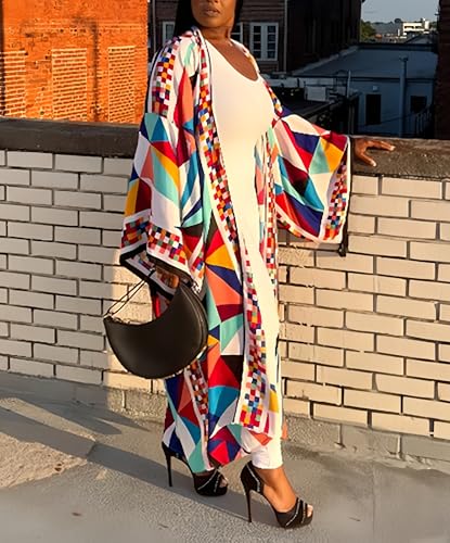 Image of Kimono Cardigan for Women Long Boho Satin Kimono Robes Plus Size Open Front Beach Swimsuit Cover Ups Lightweight Duster