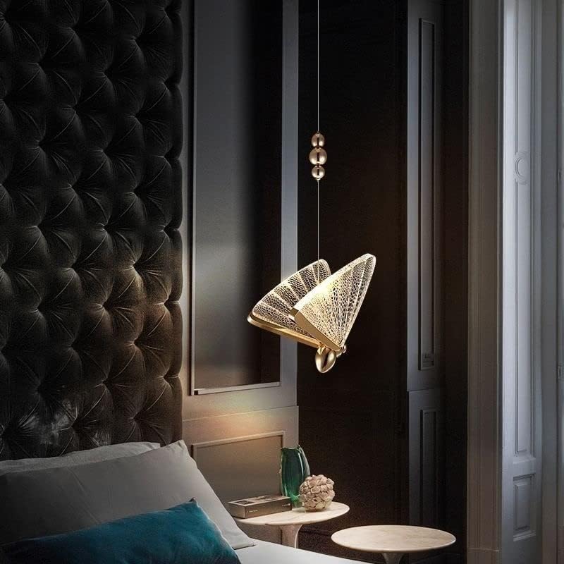 Image of blissbells 12 Watt LED Pendant Lamp Butterfly Bedside Hanging Pendant Ceiling Light- (Warm White + Natural White + Cold White), Gold Pack of 1