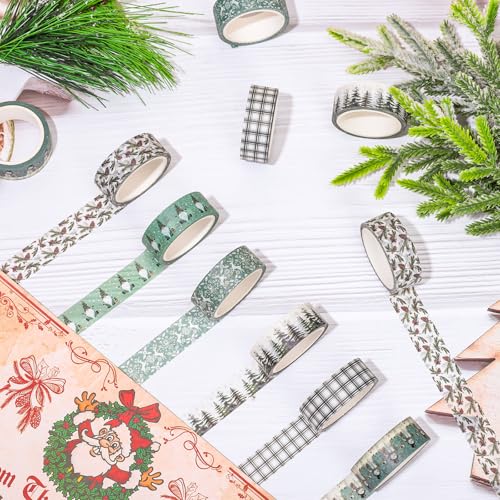 Cinta washi de Navidad verde salvia para personalizar tu diario y scrapbooking 4