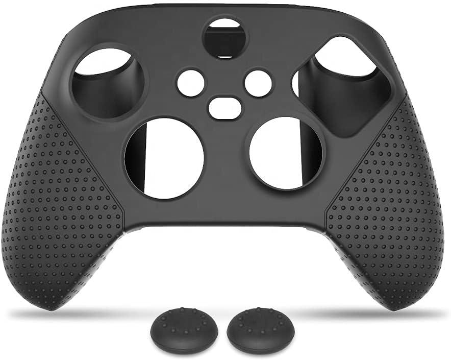 New World Silicone Cover Case for Xbox Series X/S Controller, Rubber Skin Protector for Xbox Series X/S Controller with Matching Thumb Grips - Black