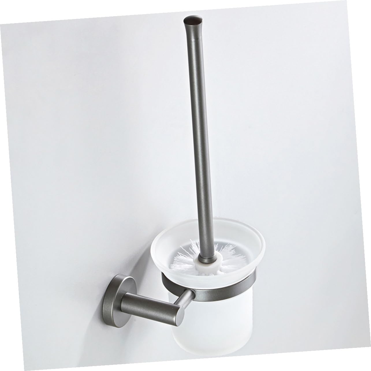 HEMOTON Cepillo de Baño Diseño Simple y Duradero para Inodoro de Mango Largo con Base de Vidrio, Montado en Pared para Limpieza Óptima del Baño