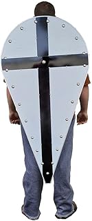 Swordsaxe Templar Knight Crusader Wooden Black Cross Kite Shield - Almost 4 Feet Tall