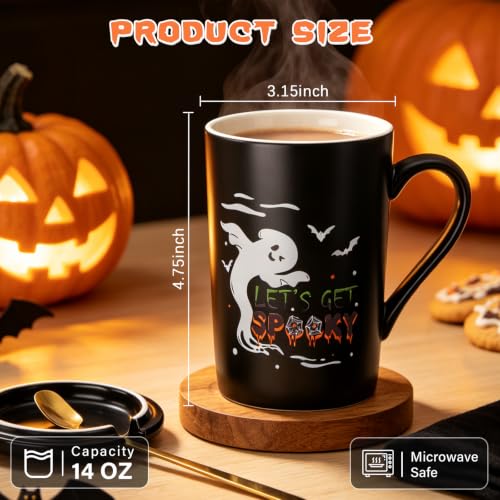 Spooky Halloween Coffee Mugs with Ghost, 14OZ Halloween Gifts for Women Men - Image 2
