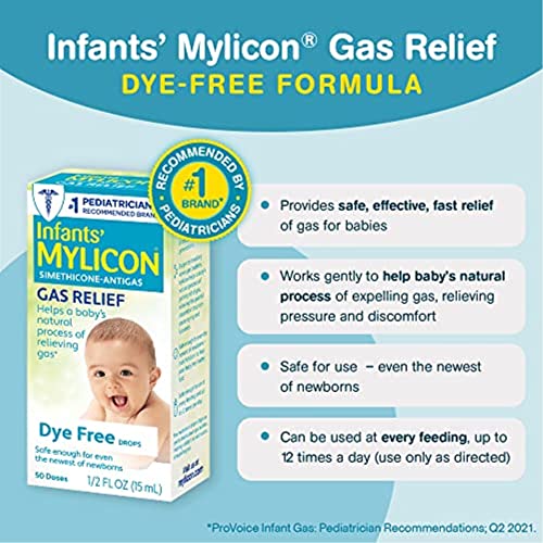 Mylicon Gas Relief Drops For Infants And Babies, Dye Free Formula, 0.5 Fluid Ounce #TOP1