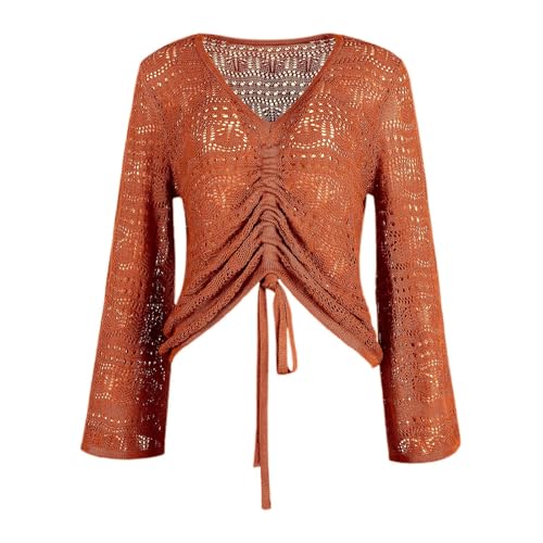 Boho Off Shoulder Sheer Crop Top with Sleeves & Ruffled Sweater Men Hoodie Pullover3