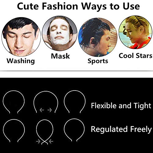 Image of MF LABEL Metal Hair Band For Men Women's Headbands Beauty Care,Unisex Black Wavy Spring Sports For Hair Band Hoop Clips Women Accessories Simple Elastic Non Slip Wide Headwear Bandeau Outdoor (2 Pack)