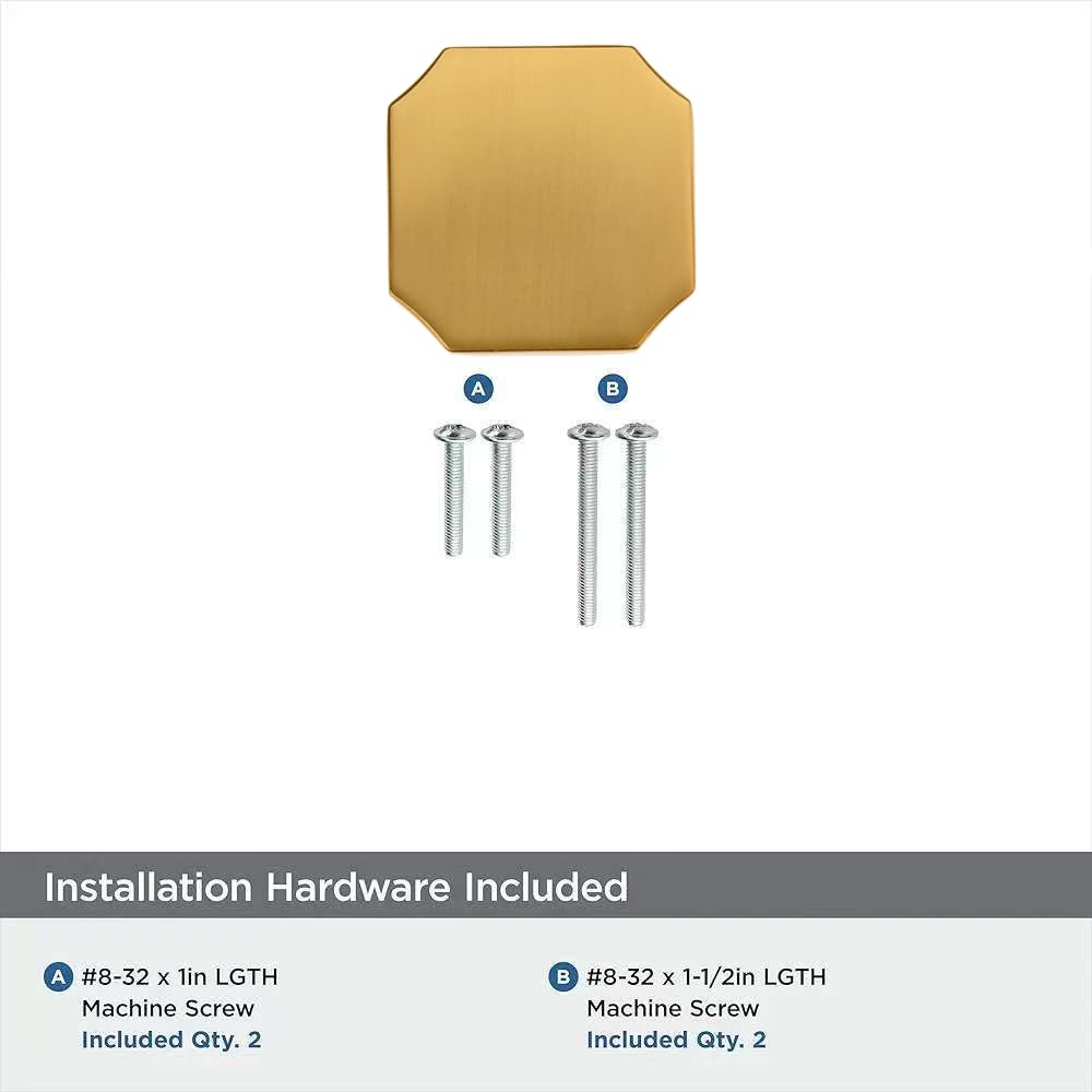 KHTUMEWARE-DB346 Geometric Knob, Brushed Brass, 1-1/4 in (32 mm), 10-Pack in Brushed Brass — KHTUMEWARE