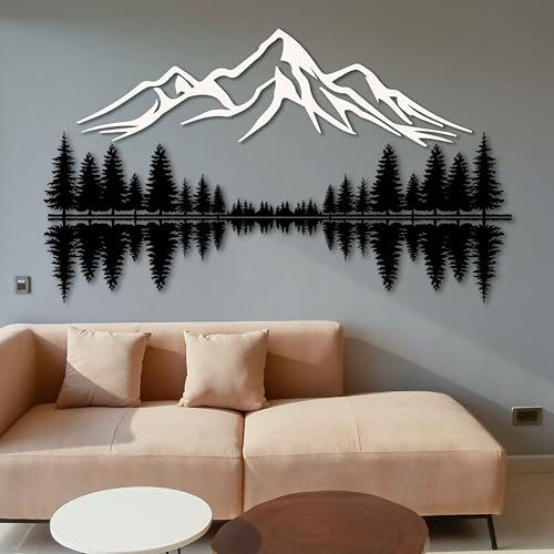 KAWA METALWORKS Mountain & Forest Wall Art - Pine Trees & Hill, Large Nature Wall Decor, Metal Wall Hanging, Housewarming Gift - Image 3