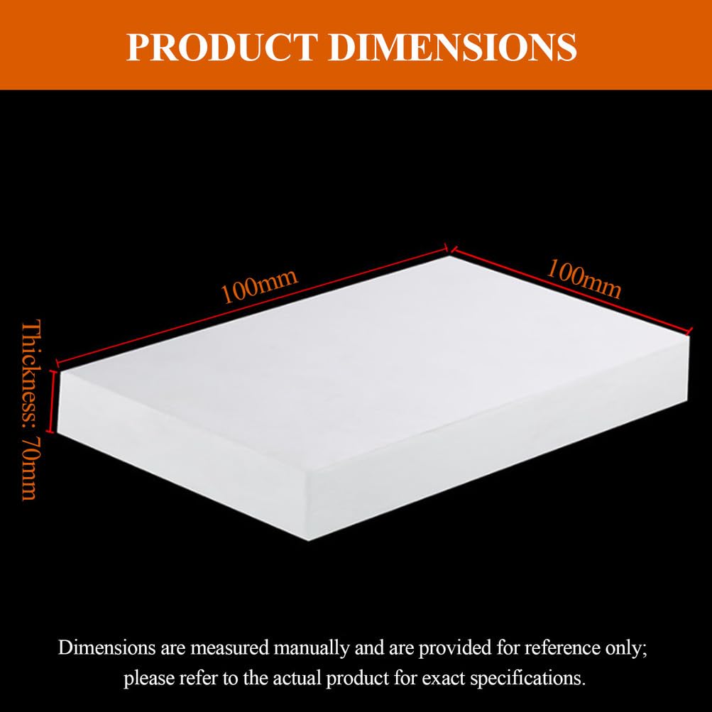 Blocco di Teflon Bianco 100×100 Mm, Lastra Quadrata in PTFE con Spessore 60-100 Mm Adatta per Applicazioni in Officine di Lavorazione Meccanica,100×100×70mm