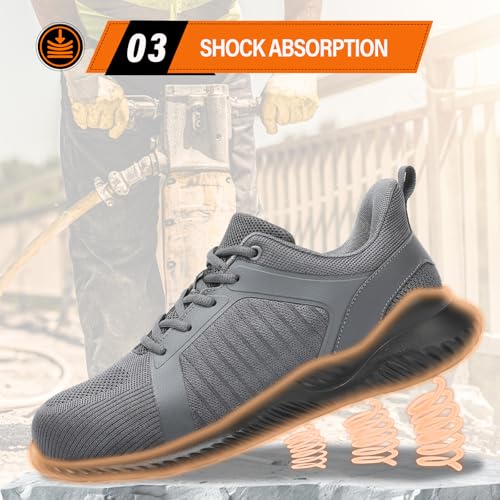 Image of LUPWEE Steel Toe Shoes for Men Women, Slip Resistant Safety Work Shoes Puncture Proof Comfortable Indestructible Sneakers with Specialized Work Insole for Industry Construction Warehouse