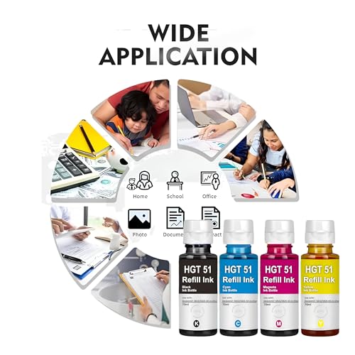 Image of Duplex DTC Refill Ink GT51 Compatible for HP Ink Tank 115 310 315 319 410 415 416 419 455 500 515 520 525 530 589 615 750 790 670 GT5810 GT5811 GT5820 (GT51 Black Ink 4 Pcs)