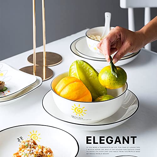 36Pcs Ceramic Dinnerware Set Tableware Dishes Plates Ceramic Combination Dinner Service Set Porcelaine Service For 6, White Luxury Stoneware Tableware Set #TOP3