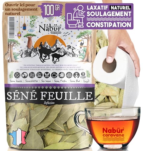Té de sen 100 g (+67 tazas) BIO, alivia el estreñimiento, infusión laxante, 100% natural, sin aditivos - NABÜR