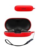 Case for 1MORE Fit SE S30 Open Ear Headphones&comma;UYRUREL Premium Silicone Shockproof Protection Skin Touch Charging Port Accessible&comma; Front LED Visible with Lanyard&comma;Red&period;