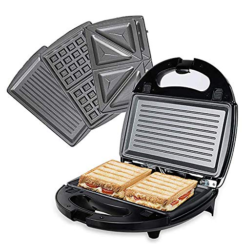 Sandwich Maker, 3-in-1 Multifunktional Sandwichtoaster, Mini Sandwich Maker mit Kontrollleuchte und Antihaft-Backblech, zum Zubereiten