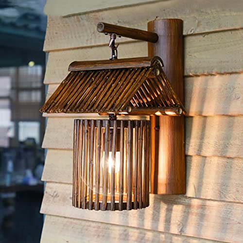 Errzom 882-047-394 Vintage Wall Sconce Lamp Japanese Style Rural Bamboo Wood Wall Light Fixture Interior Decoration Wall Lamp thumb #1