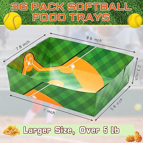 Image of Teling 36 Pcs Large Baseball Plates Party Trays 5 Lb Food Boat,Yellow | Paper Plates with Baseball Designs, Holds Nachos Burgers Fries, For Softball Birthday Party Supplies, Serving Snack Boats